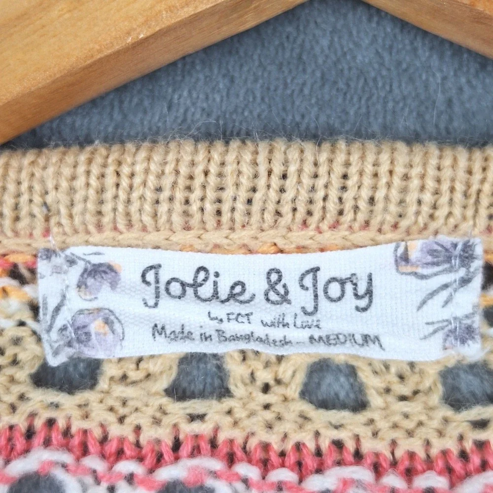 Womens Sweater Medium Boho Crochet Knit Cottagecore Indie Striped Tie Front Crop